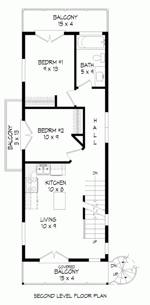 Narrow Lot Style House Plan 40839 With 2 Bed 1 Bath 2 Car Garage  - Narrow Lot House Plans One Floor Two Bedroom Two-and-a-half Bath