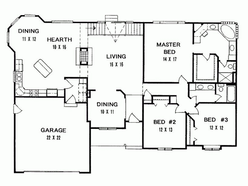 New 3 Bedroom Ranch House Floor Plans New Home Plans Design - Floor Plans For 3 Bedroom Ranch House