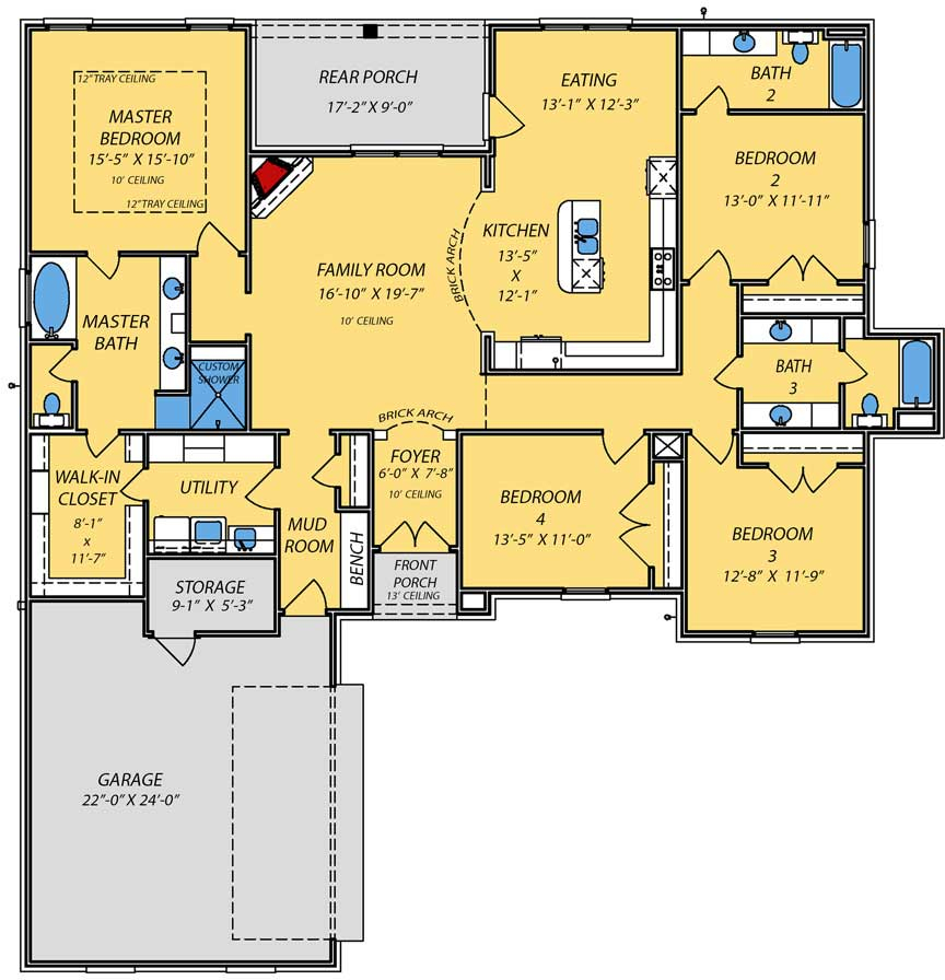 New Concept 15 4 Bedroom 4 Bath House Plans - House Floor Plans 4 Bedroom 3 Bath 2 Story