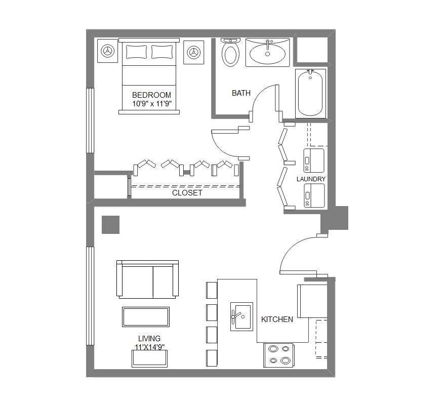 One Bedroom Apartment Floor Plan Ideas Image To U - Kendallville Housing Authority One Bedroom Floor Plans