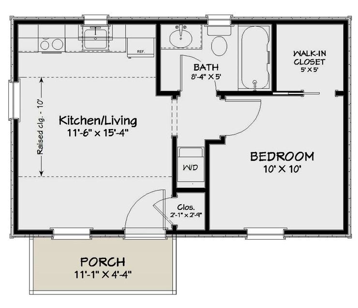 One Bedroom House Plans For Starter Homes CK - One Bedroom One Floor House Plans