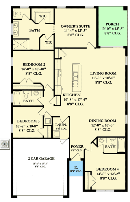 One Floor 4 Bedroom House Blueprints - 1 Floor 4 Bedroom House Plans