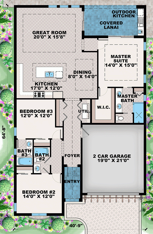 One Floor House Blueprints 3 Bedrooms - One Floor 3 Bedroom House Plans