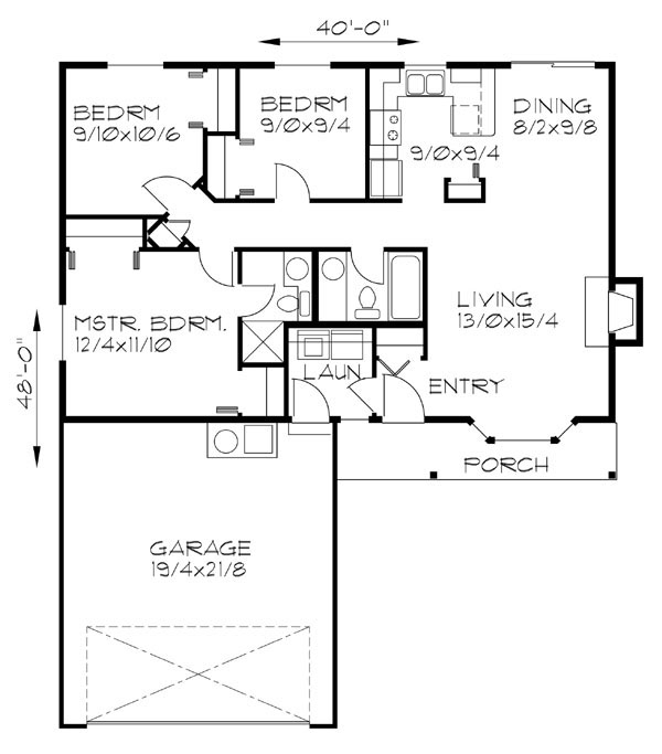 One Level 3 Bedroom 2 Bath 2 Car Garage Covered Porch - 3 Bedroom House 2 Car Garage Floor Plans