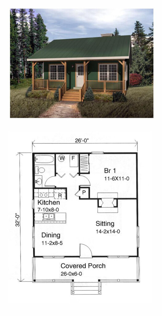 One Story Style With 1 Bed 1 Bath Tiny House Floor Plans House  - 1 Bedroom Small House Floor Plans