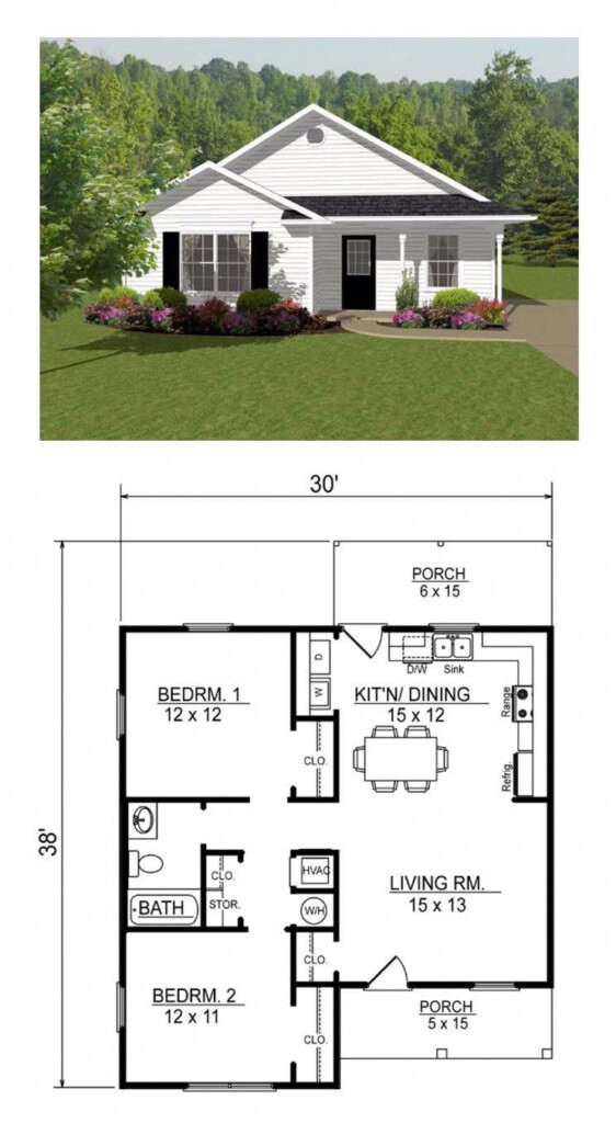 Open Concept Two Bedroom Small House Plan Other Examples At This  - Small House Floor Plans 2 Bedrooms