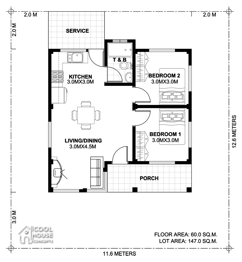 Open Floor Plan 2 Bedroom Tiny House Plans Two Bedroom Tiny House  - Floor Plans For Tiny House 2 Bedroom 12 Vs 16