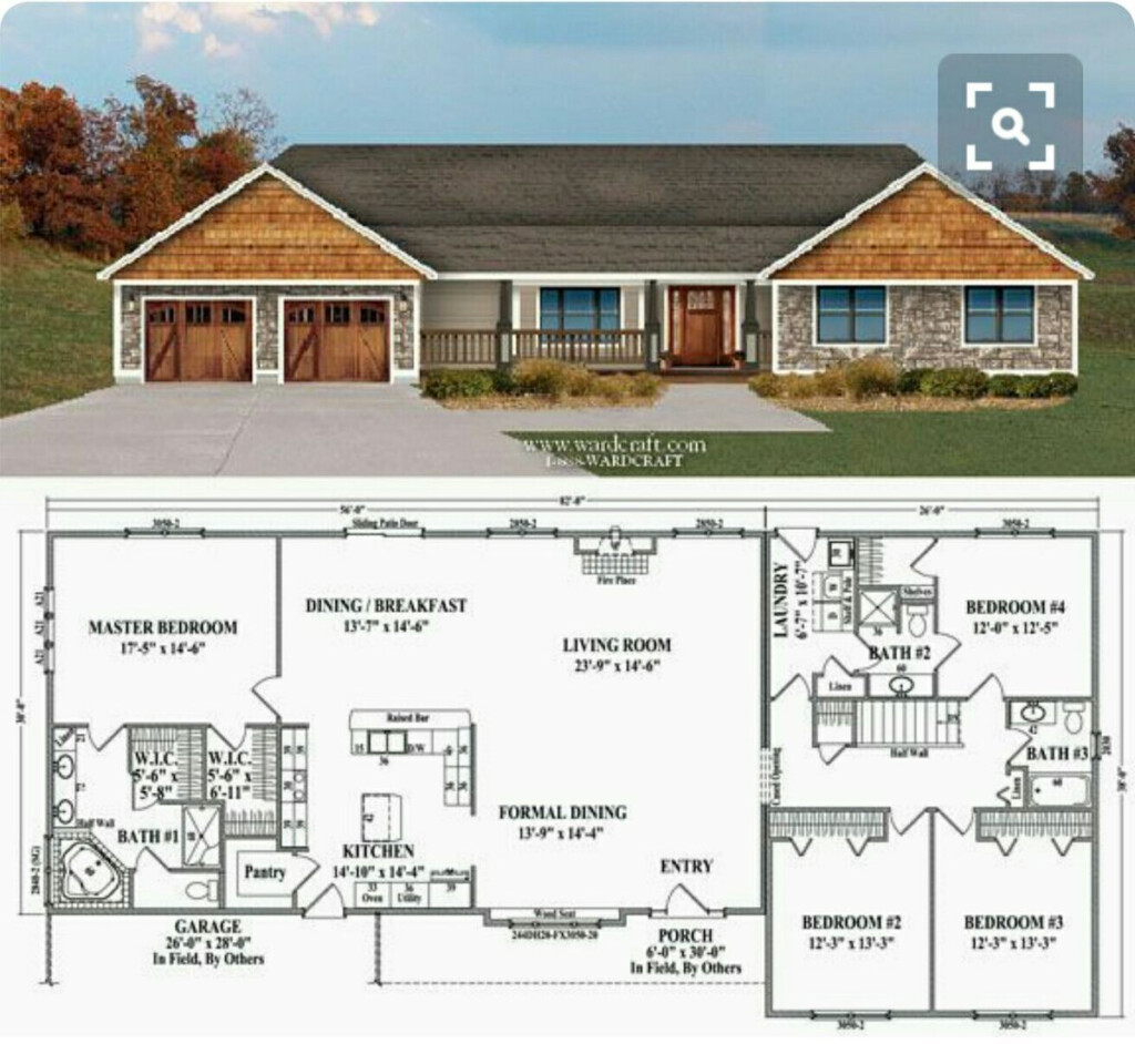 Pin By Annette Seitz On Keepers New House Plans Floor Plans Ranch  - 4 Bedroom Ranch Family House Floor Plan