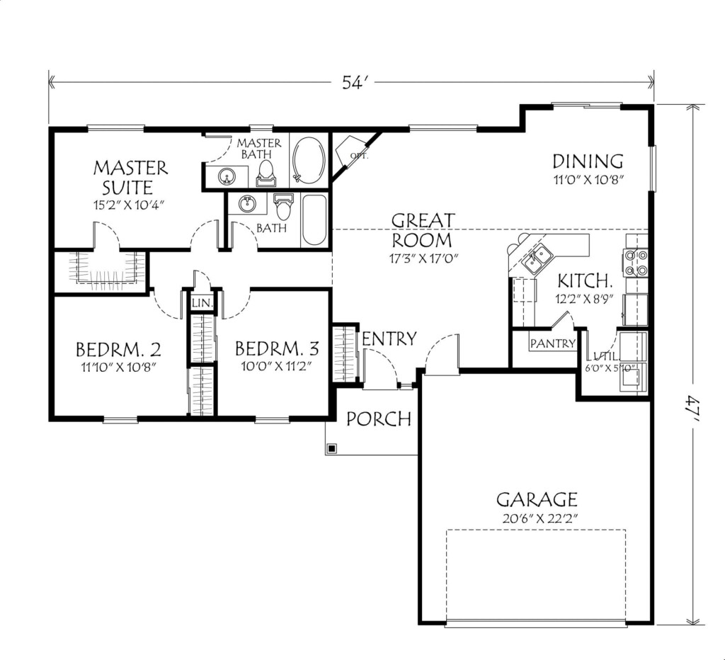 Pin By Cassie Williams On Houses Single Level House Plans One Storey  - One Bedroom House Open Floor Plans