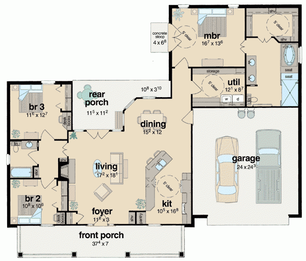 Plan 8423JH Handicapped Accessible Split Bedroom Southern House Plan  - Handicap Assessible Bedroom And Bath Floor Plan 2 Story House