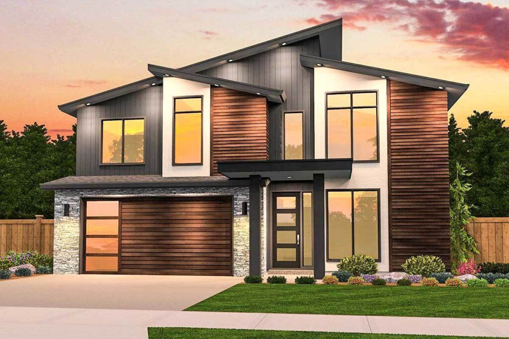 Plan 85208MS Angular Modern House Plan With 3 Upstairs Bedrooms  - Floor Plan Of A House With Upstairs And 3 Bedrooms