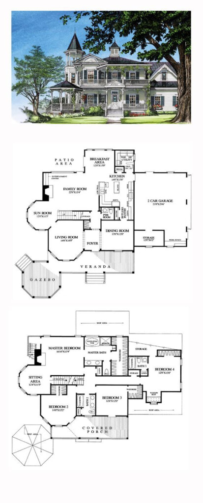 Plan 86291 Victorian Style With 4 Bed 4 Bath 2 Car Garage  - 4 Bedroom Victorian House Floor Plans Uk