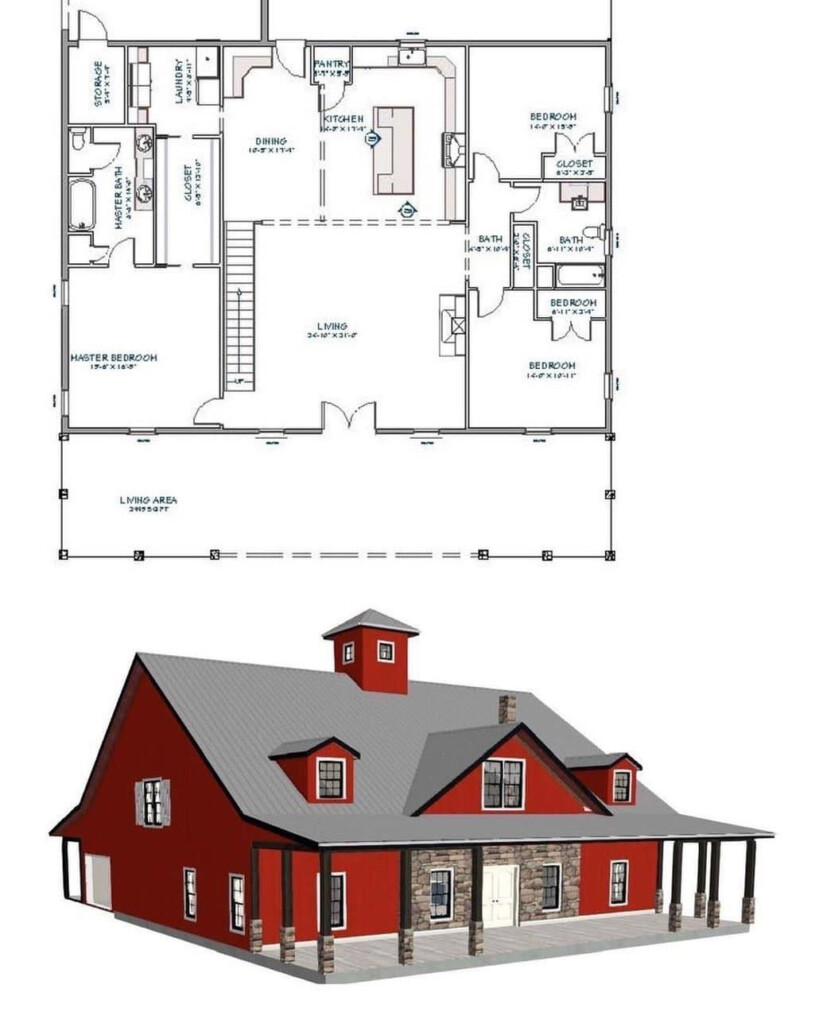 Pole Barn House Design Plans - One Bedroom Pole Barn House Floor Plans