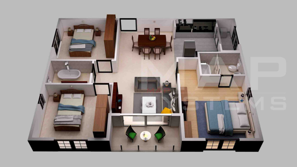 Portfolio 3D Floor Plan Design Samples MAPSystems - 3d Bedroom House Floor Plan Quotes