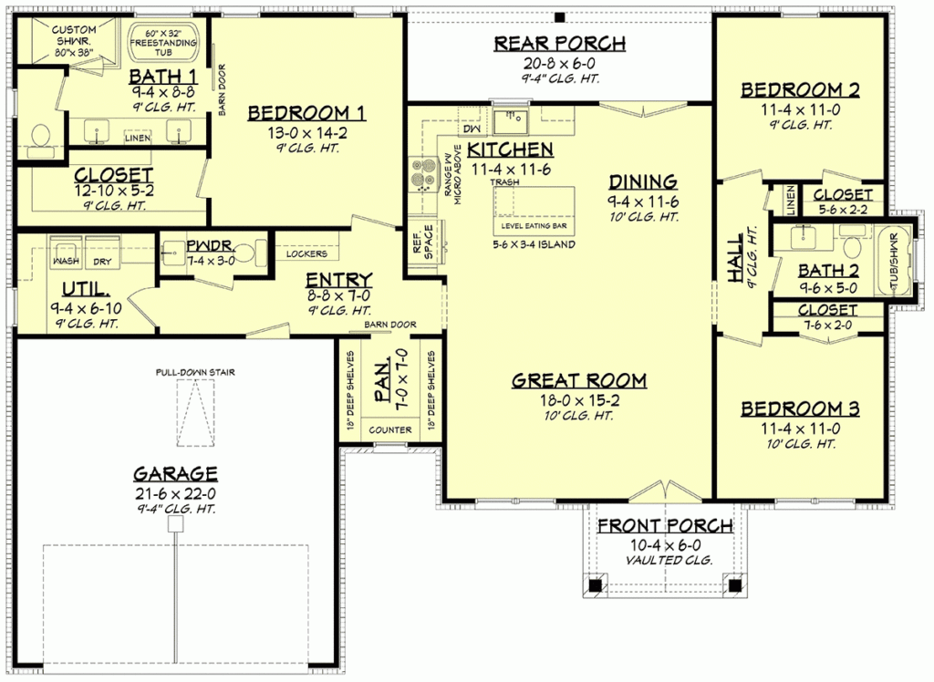 Ranch Style House Plan 80818 With 3 Bed 3 Bath 2 Car Garage In 2021  - Ranch Style 3 Bedroom Single Floor House Plans