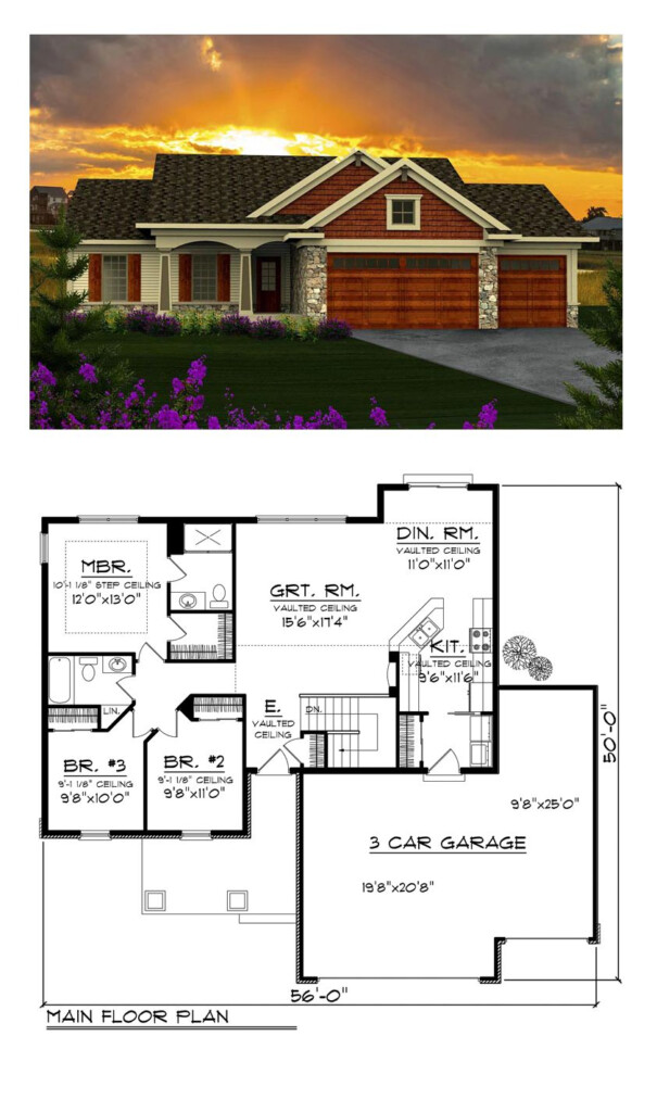 Ranch Style House Plan 96120 With 3 Bed 2 Bath 3 Car Garage Ranch  - 3 Bedroom 2 Bath Ranch House With Garage Floor Plans