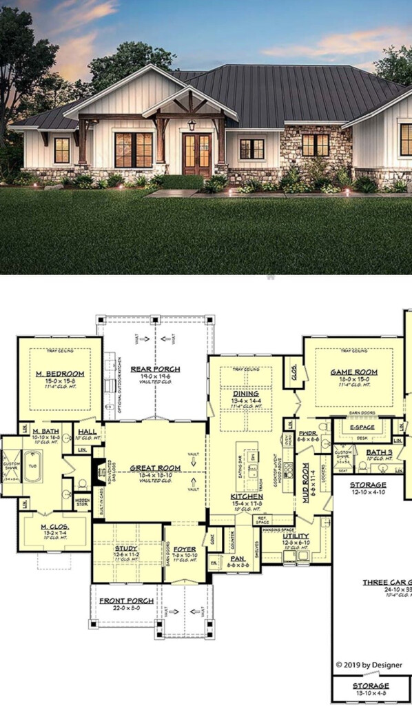 Ranch Style House Plan With 4 Bed 4 Bath 3 Car Garage Ranch Style  - 4 Bedroom Ranch Family House Floor Plan