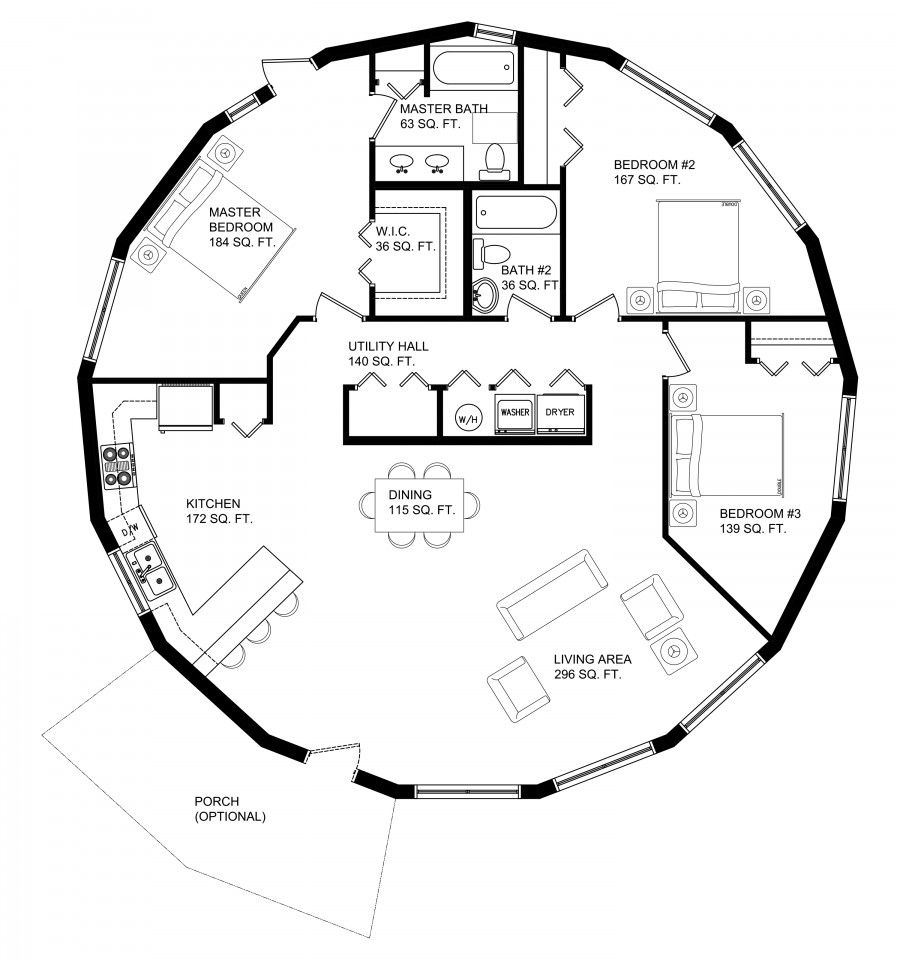 Round Homes Prefab Circle House Plans Deltec Homes Casa Rotonda  - Round House Plans Floor Plan 4 Bedroom