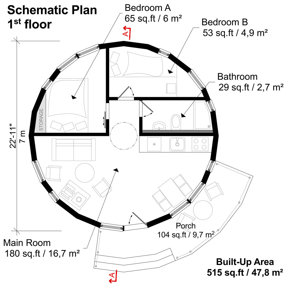 Round House Building Plans - Round House Plans Floor Plan 4 Bedroom