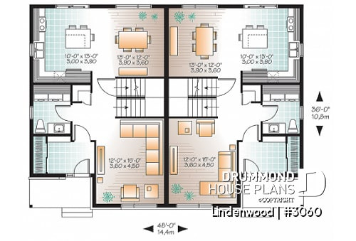 Semi Detached House Plans And Duplex Drummond - Two Bedroom Semi Detached House Floor Plans