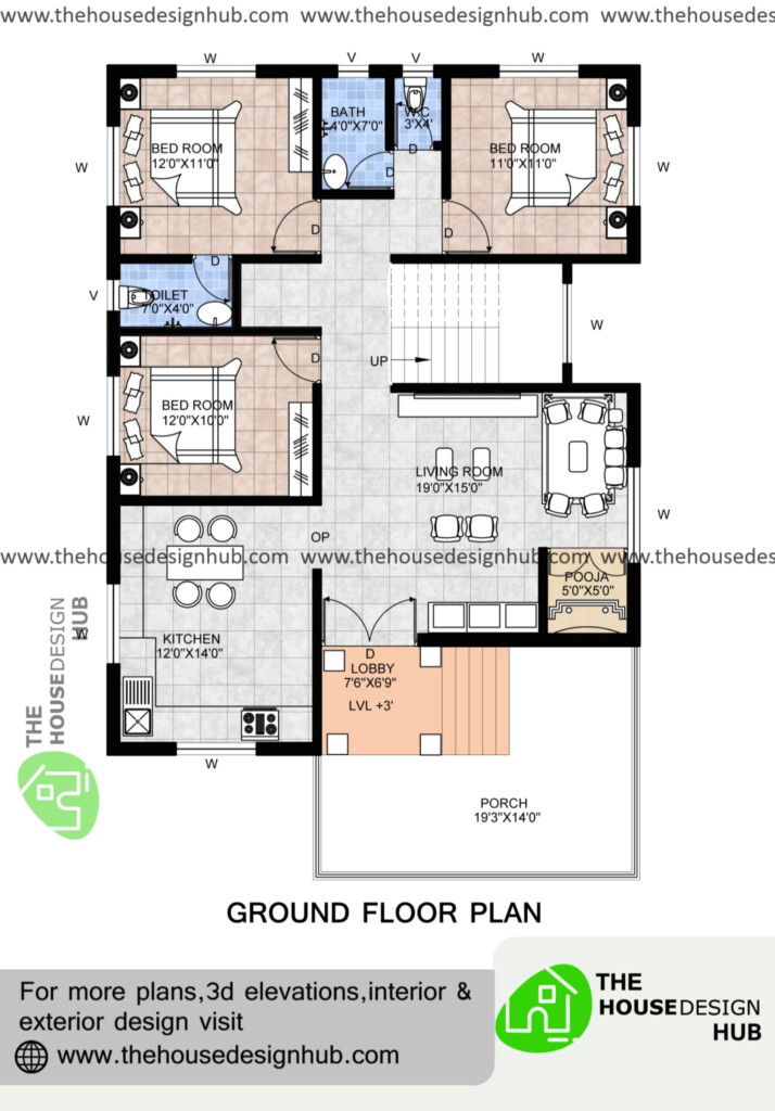 Simple Modern 3BHK Floor Plan Ideas Of 2024 In India The House Design Hub - 3 Bedroom House Floor Plans India