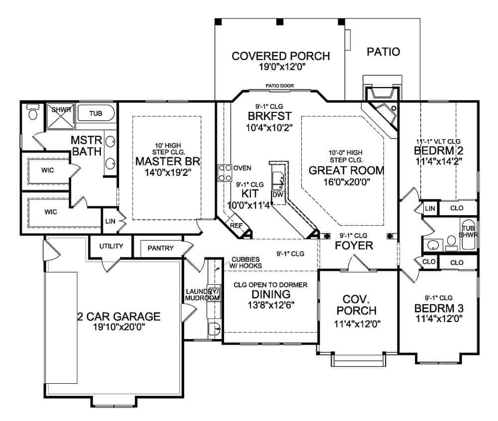 Simple One Story 3 Bedroom House Plans - 1 Story 3 Bedroom House Floor Plans 20m X 300m