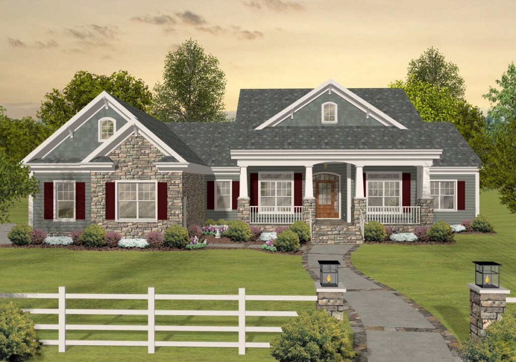 Single Story 3 Bedroom Ranch Home With Clustered Bedroom House Plan  - Ranch Style 3 Bedroom Single Floor House Plans