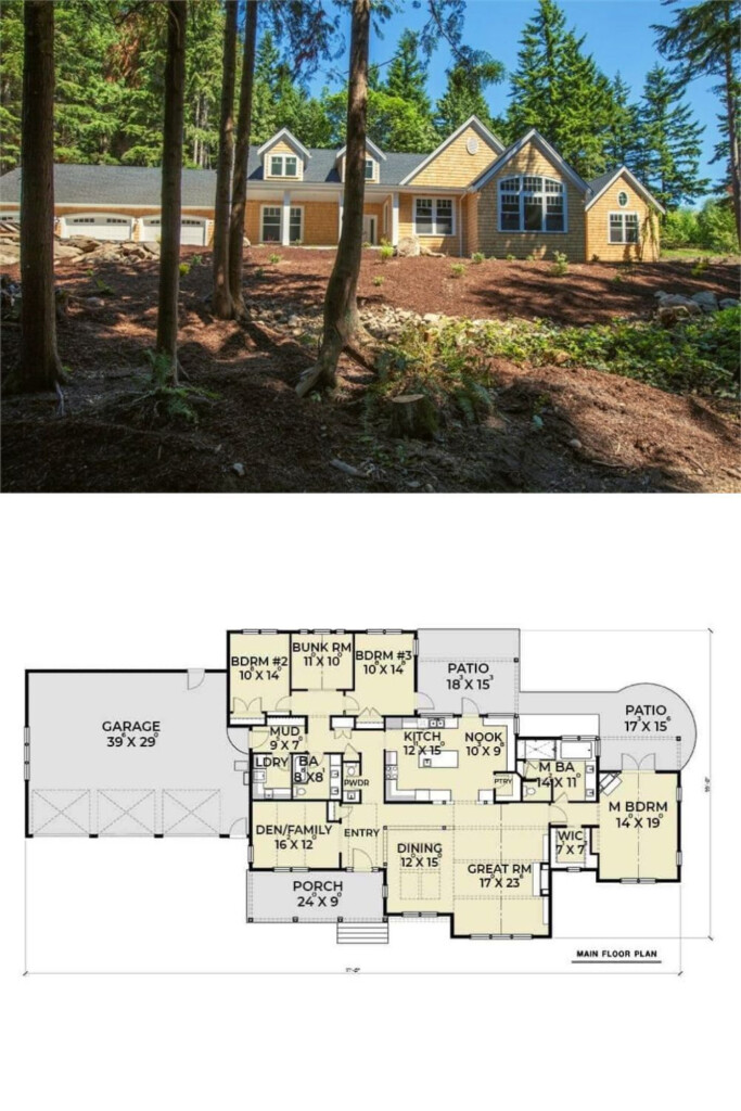 Single Story 4 Bedroom Cape Cod Style Home With Three Bay Garage Floor  - Basic 4 Bedroom Cape Cod House Floor Plan