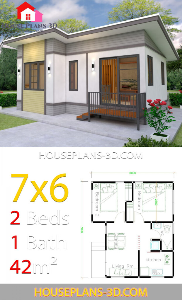 Small House Plans 7x6 With 2 Bedrooms House Plans 3d 408 - Floor Plans For Small Houses With 2 Bedrooms