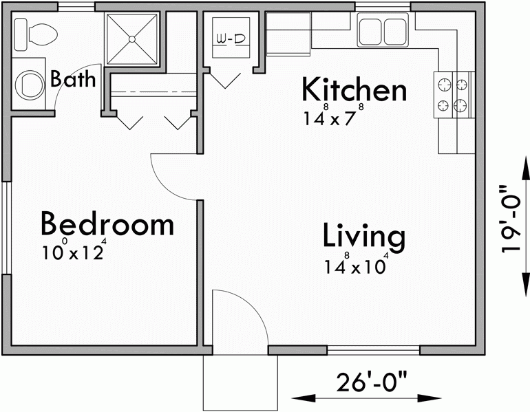 Small House Plans Studio House Plans One Bedroom House Plans 1 - One Bedroom House Open Floor Plans