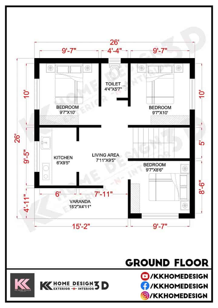 Small Village House Plans With 3 Bedroom Beautiful Indian Style Home  - 3 Bedroom Indian House Floor Plans