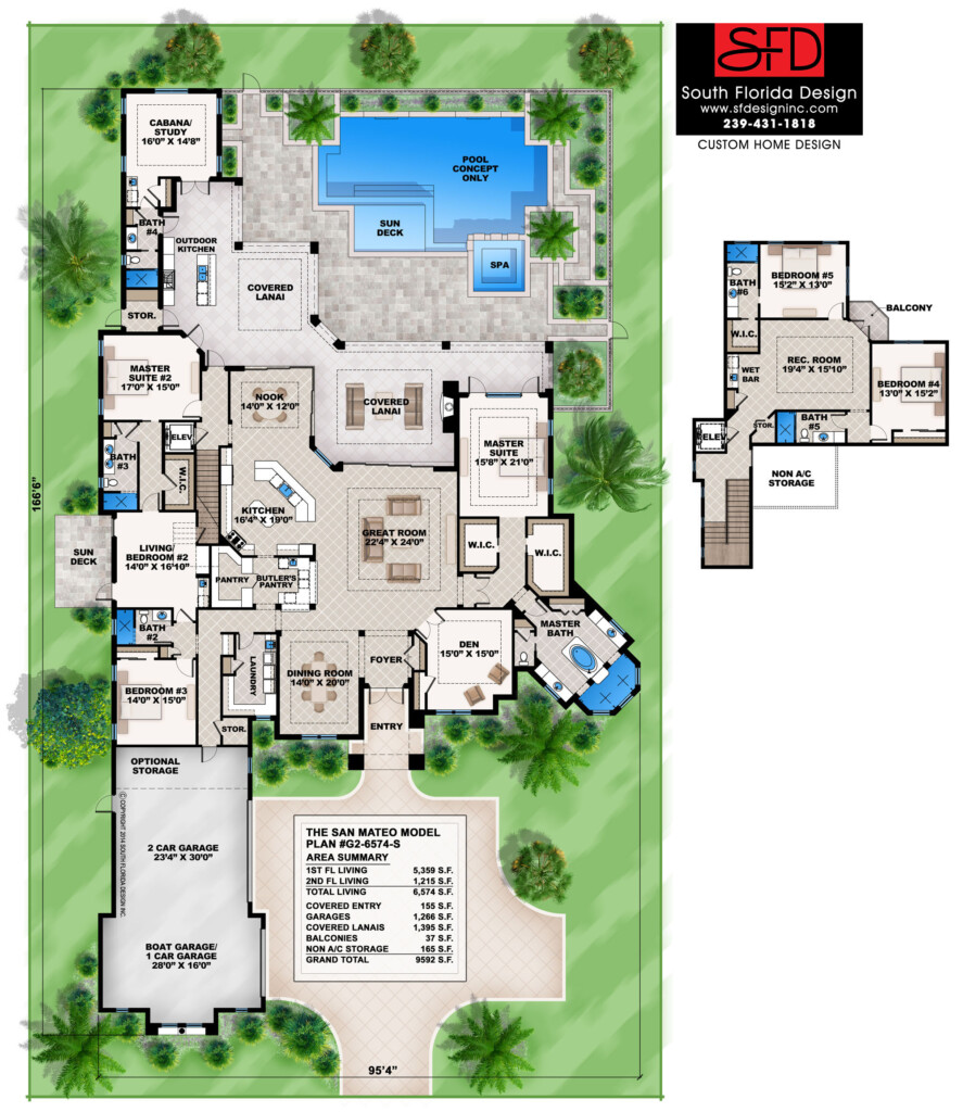 South Florida Design Mediterranean 6 Bedroom House Plan South Florida  - 6 Bedroom Floor Plans For House