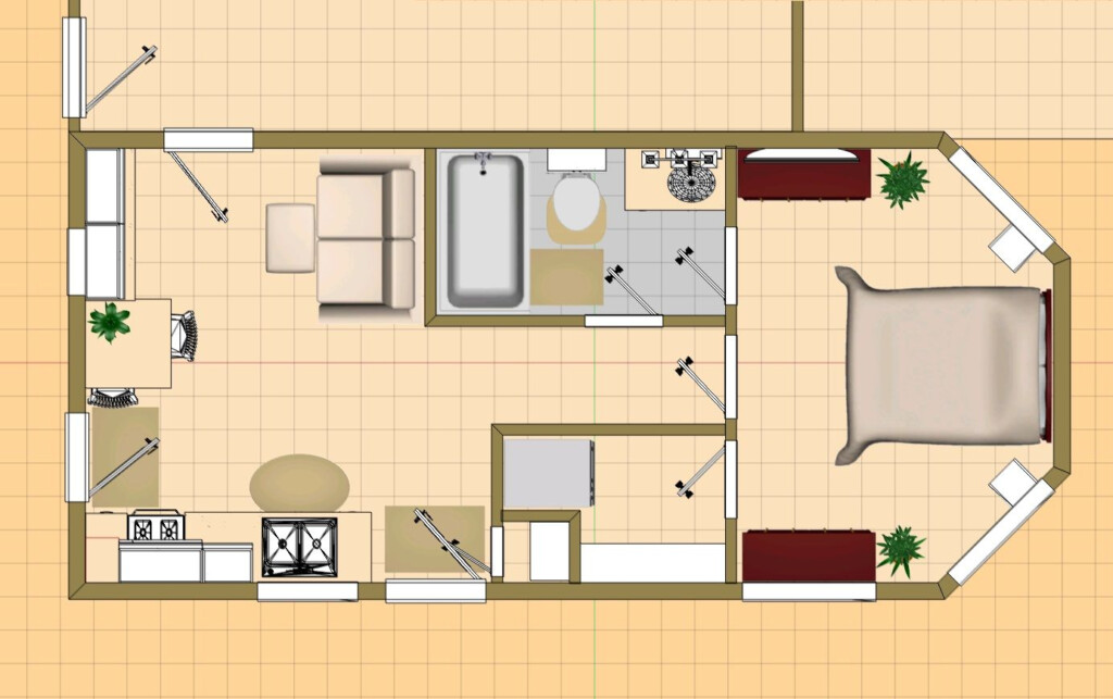 The 399 Sq Ft Sure Demure s Floor Plan Without Bedroom loft Instead  - Tiny House Floor Plan Without Bedroom