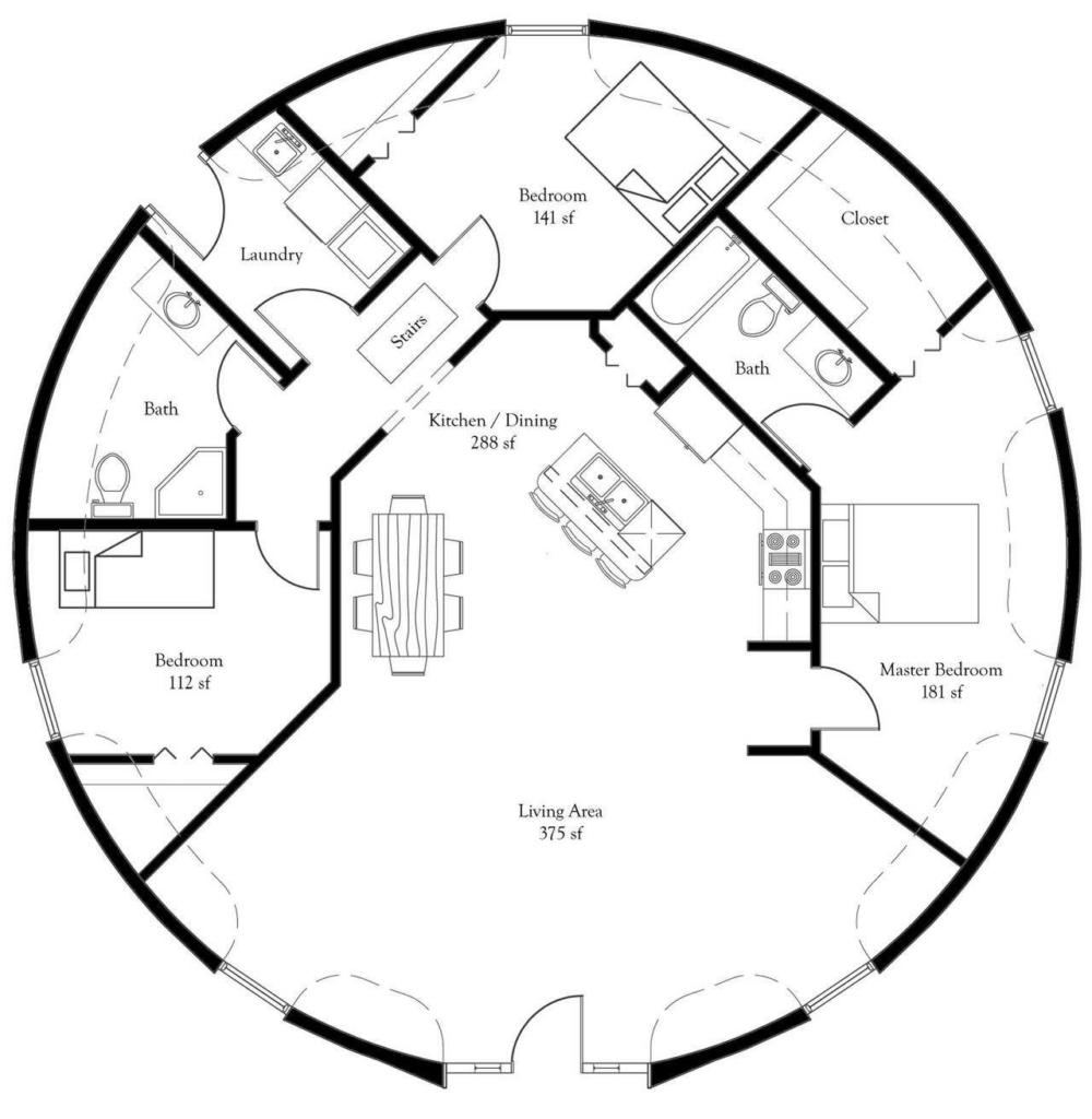 The Benefits Of A Round House Plan House Plans - Round House Plans Floor Plan 4 Bedroom