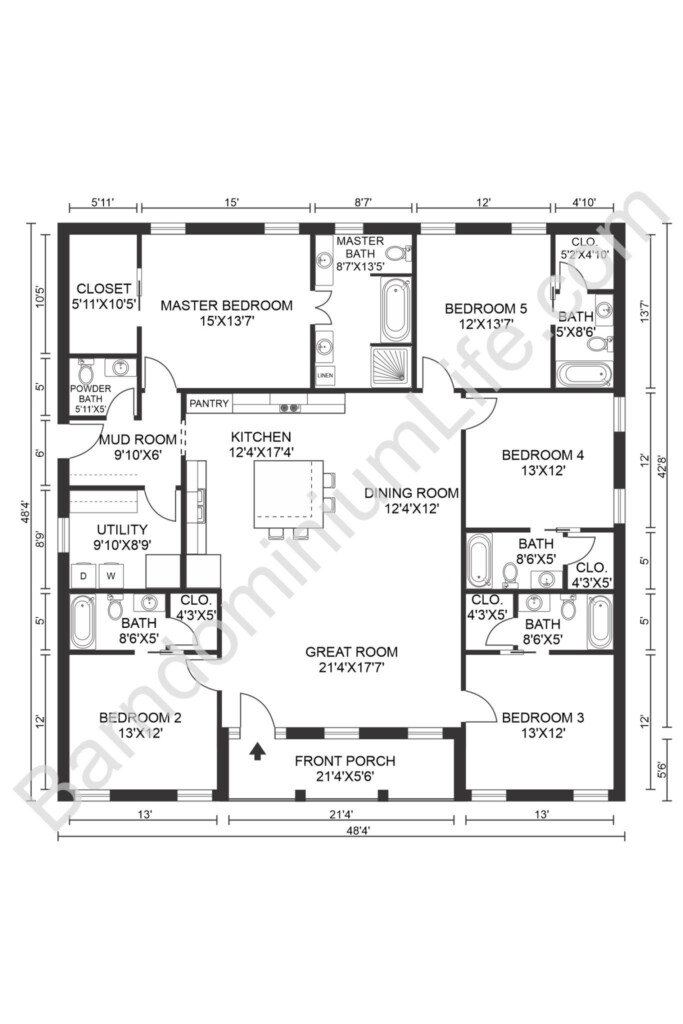 The Best 5 Bedroom Barndominium Floor Plans Barndominium Floor Plans  - 5 Bedroom Barn House Floor Plans