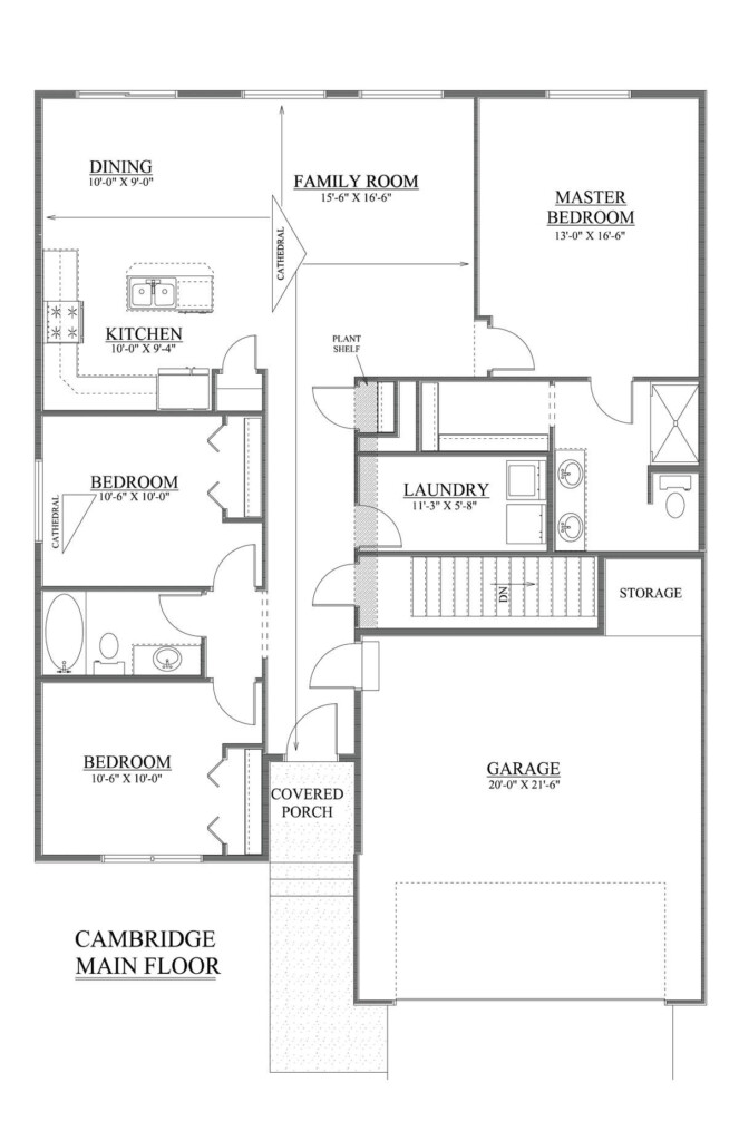 The Cambridge Basement Floor Plans Listings RYN Built Homes - 3 Bedroom House With Basement Floor Plans