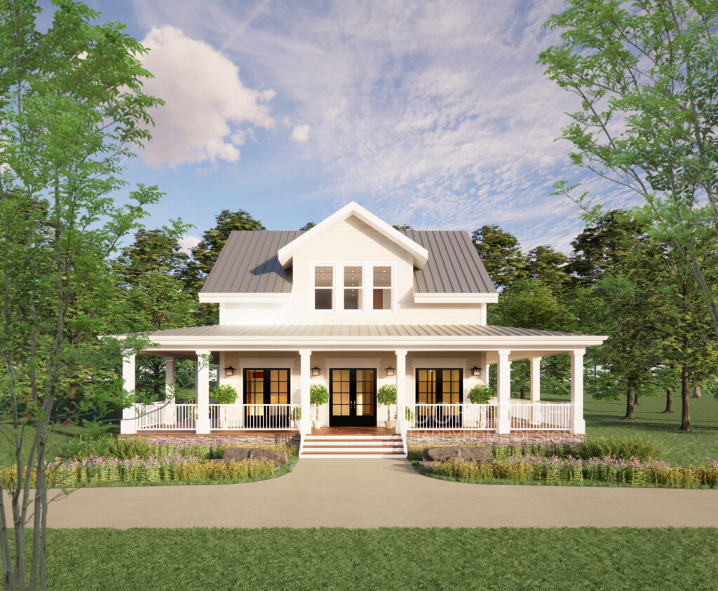 The Cottage Farmhouse Plan 3 Bed 3 5 Bath 51 x48 Custom House Plans  - Floor Plans 3 Bedroom Farmhouse Style House