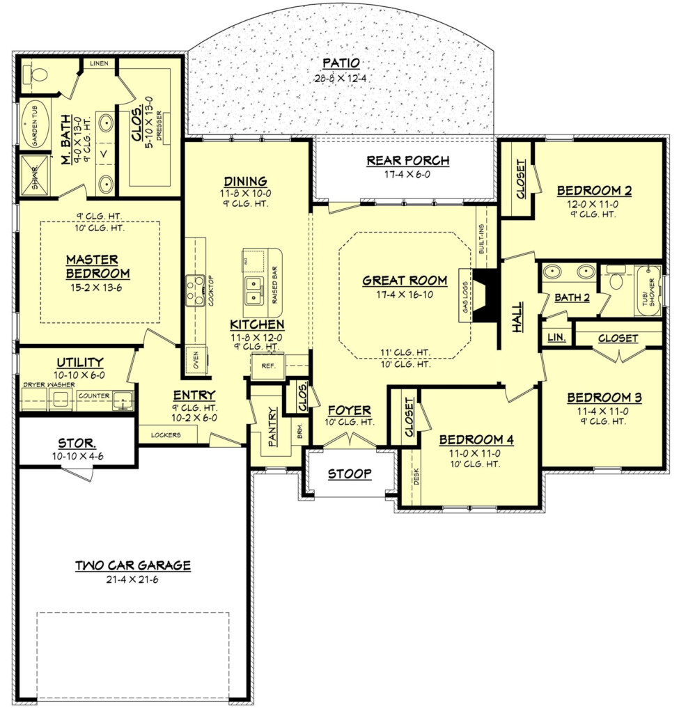 The First Floor Plan For This House - 4 Bedroom Ranch Family House Floor Plan