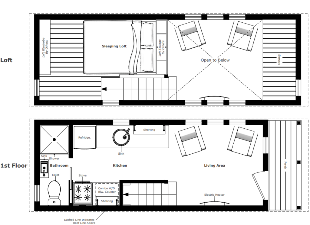 The McG Loft V2 A Tiny House For Year Round Living Humble Homes - Floor Plan 2 Bedroom With Loft Tiny House