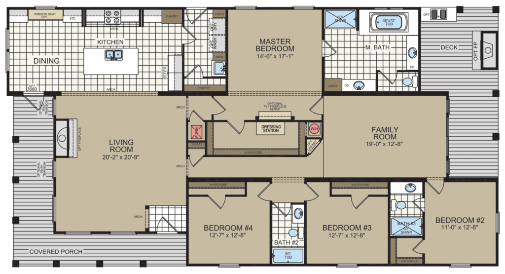 The St Andrews Titan Factory Direct Champion Homes Mobile Home  - 3 Bedroom Manufactured House Floor Plans