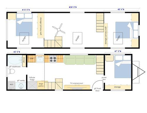 This 34 X 10 Wide Custom Built Tiny House Features 3 Bedrooms One On  - Tiny House Plans With Bedroom On Main Floor