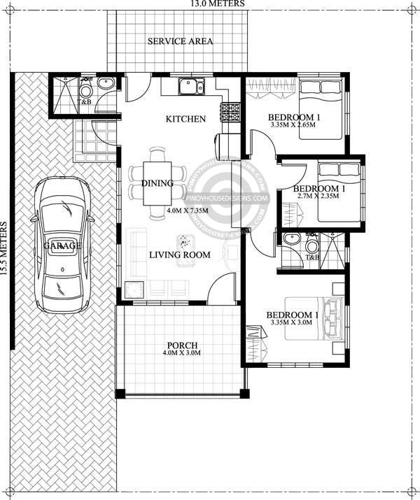 THOUGHTSKOTO - Floor Plan For Small House With 3 Bedrooms And Garage