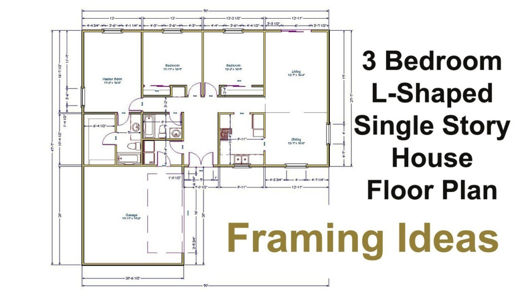 Three Bedroom Floor Plan For L Shaped House Framing Ideas YouTube - L-shaped House Plans With 3 Bedrooms 1600sqm One Floor