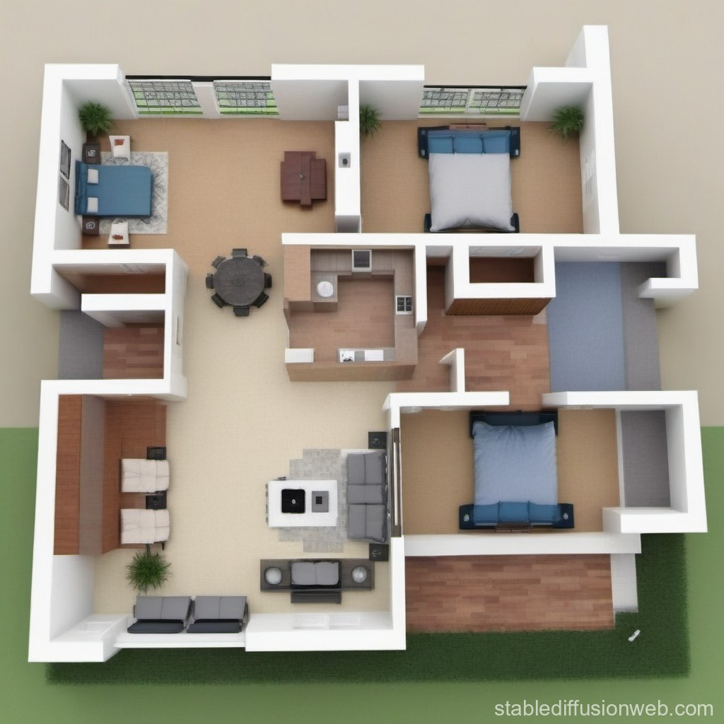 Three Bedroom House Floor Plan Stable Diffusion Online - Fancy Three Bedroom House Floor Plan