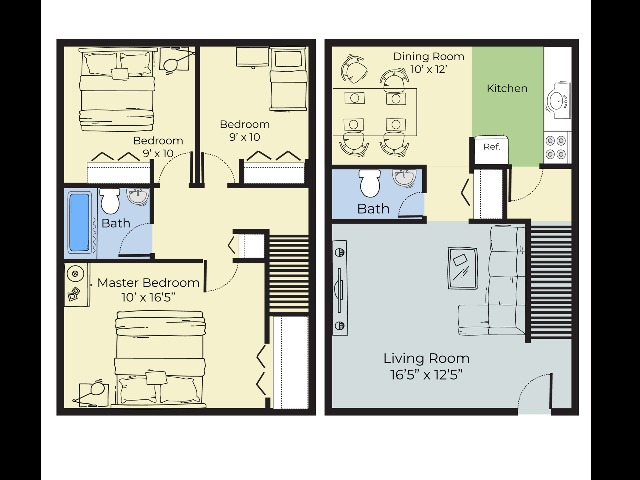 Three Bedroom Townhouse 3 Bed 1 5 Bath Floor Plan Hilltop By  - 3 Bedroom Row House Floor Plan