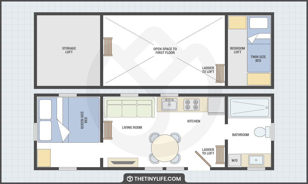 Tiny House Floor Plans With 2 Lofts Floor Roma - 2 Bedroom Tiny House Floor Plans