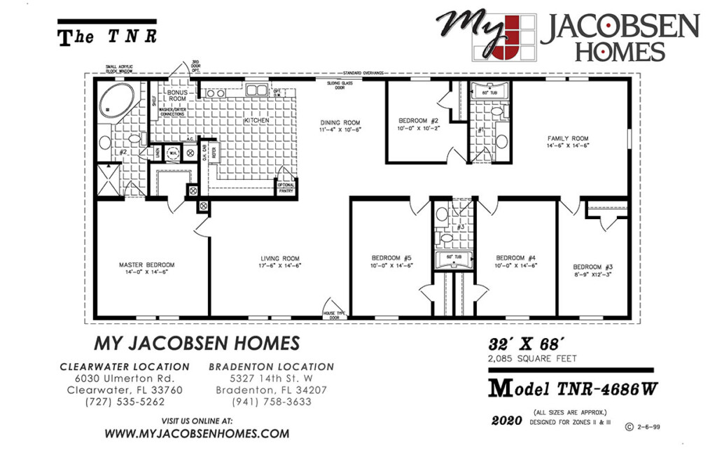 TNR 4686 Jacobsen Manufactured Home MY JACOBSEN HOMES OF FLORIDA - 3 Bedroom Manufactured House Floor Plans