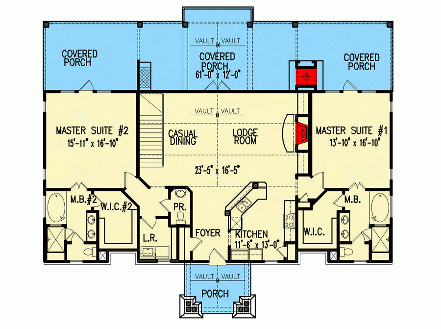 Traditional Home Plan With Dual Master Suites 1808 Sq Ft 25650GE  - House Floor Plans With Two Master Bedrooms