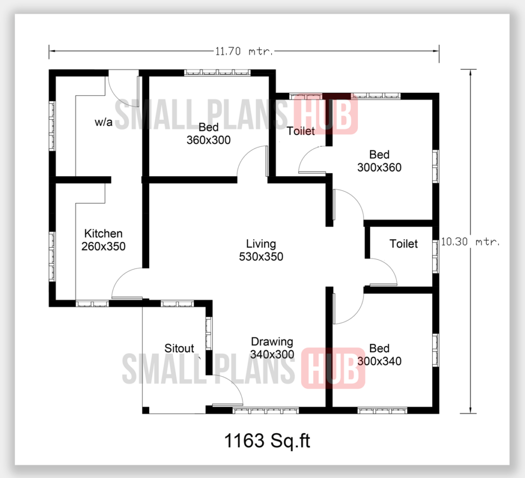 Two Beautiful 3 Bedroom House Plans And Elevation Under 1200 Sq Ft  - 2 Floor 3 Bedroom House Plans