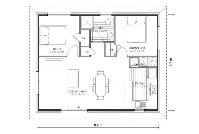 Two Bedroom Granny Flat Floor Plans 60m2 Viewfloor co - 1960's Two Bedroom House Floor Plans